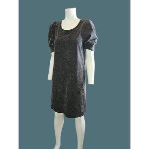 Jane & Delancey Acid Washed Black Puff Sleeve Casual Dress Pockets Women Small